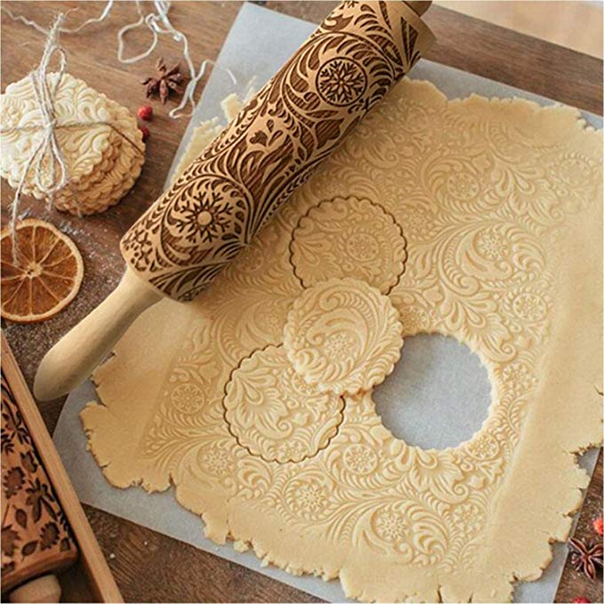 Rouleau à pâtisserie gaufré Paisley
