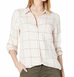 Tunique boutonnée à manches longues en sergé flammé de rayonne douce Daily Ritual pour femmes