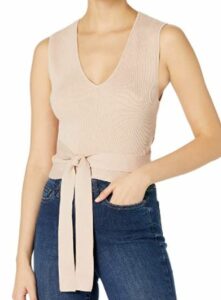 BCBGMAXAZRIA Haut cache-cœur en coton côtelé pour femme