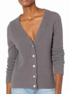 The Drop Cardigan confortable Francine à col en V boutonné sur le devant pour femmes