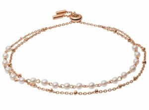 Bracelet perlé en acier inoxydable doré rose Fossil pour femme
