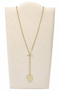 Collier chaîne à pendentif en acier inoxydable doré Fossil pour femme