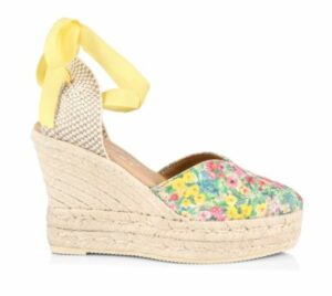Espadrilles à plateforme en daim fleuri Manebi Loveshackfancy x Manebi